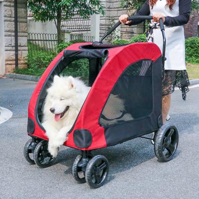 China Amazon Sustainable Pet Carts For 4 Wheel Dog Walker Travel Bag Cat Cart Carrier Twin Dog Moving Stroller for sale