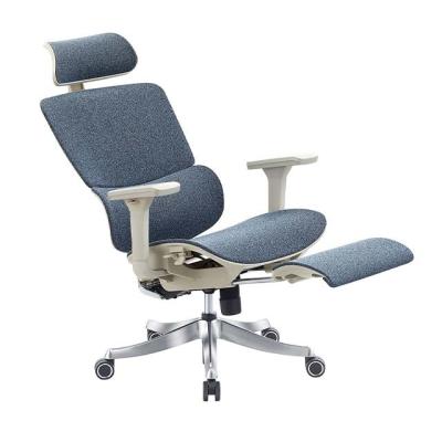 China (Size)Adjustable Modern Blue Ergonomic Chair With Footrest High Back Fabric Chair Wire Control Mechanism Boss Office Executive Chair for sale