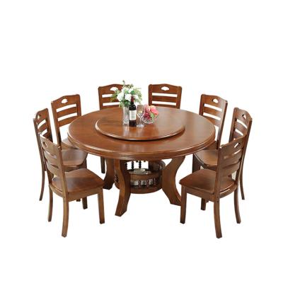 China Solid Wood Luxury Wooden Dining Table and Chair Revolving Center Dining Table Dinner Set with Revolving Center for 6 8 10 Seater for sale