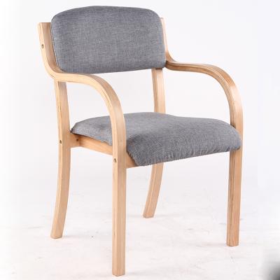 China Modern Nordic Luxury Stacking Farmhouse Bentwood Armrest Armrest Chair Fabric Wooden Stacking Dining Chair With Arm Rest for sale