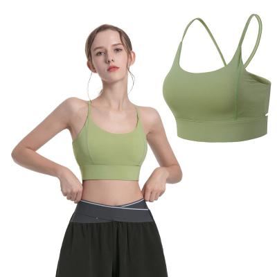 China Custom Seamless High Quality Running Logo Antibacterial High Quality Running Yoga Sports Bra Women Gym Bra Naked Feeling Elegant U-Neck Yoga Sports Bra for sale