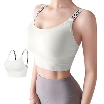 China 2022 Antibacterial high quality high resilient seamless design sexy yoga gym bra u-neck lift breast quick dry for sale