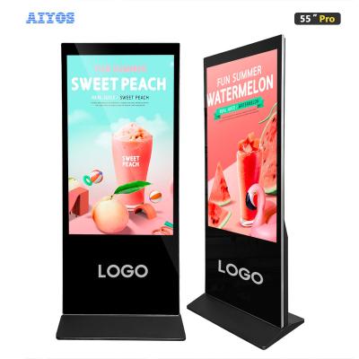 China Indoor Android 11 Pro 55 Inch Floor Standing Advertising Display 5G Wifi LCD Digital Signage 4K Screen With 800nits Brightness for sale