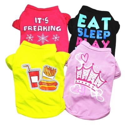 China Stocked Pet Shirts Printed Cute Dog Sweater Cotton Apparel Puppy Shirts Soft Dog Sweatshirt Dog Shirt for sale