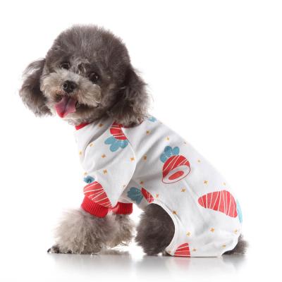 China Cotton Viable Four Legged Stretch Dog Print Cotton Overall Cute Home Wear and Sleep Pet Clothing Accessories for sale