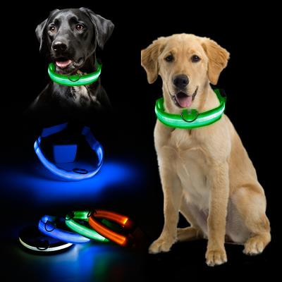 China New Padded Pet Led Cat Collar Waterproof Usb Rechargeable Nylon Flashing Light Up Led Dog Collar for sale