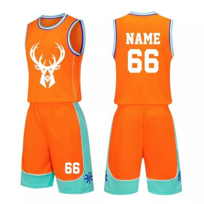 China Antibacterial High Quality Sublimation Basketball Tank Tops Custom Color Orange for sale