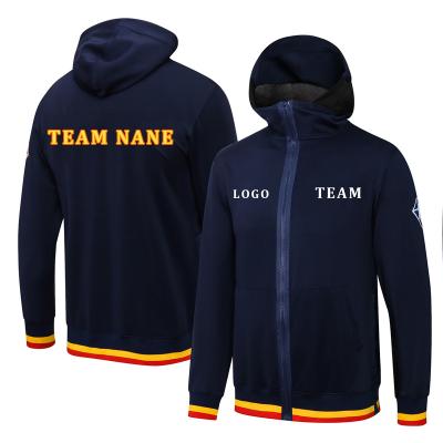 China 2122 Sale 75th Anniversary Basketball Performance Showtime Full-Zip Antibacterial Warm Hoodie Jacket - Navy for sale