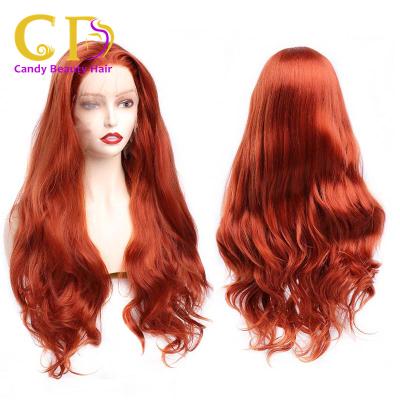 China Transparent Women Ginger Colored Human Hair Wigs 13X4 Front Lace For Black Beauty Wave 350 Body Wave Hair Deep Orange Highlight Wig for sale