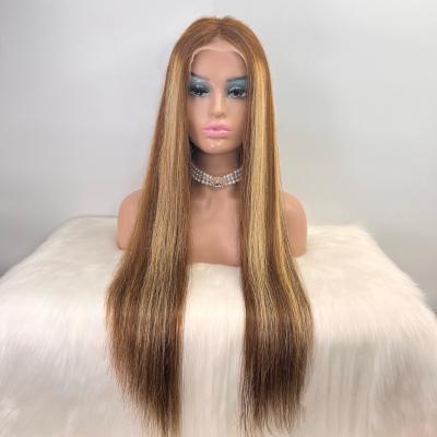 China Hot Selling Barely Soft Smooth Thick Shedding Human Hair Wigs 360 Full Lace Natural Hair Wig Bone Straight Wig for sale