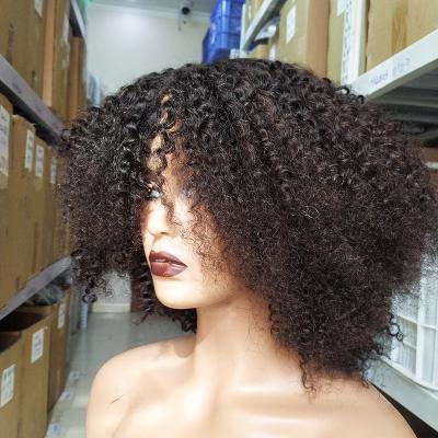 China Yaki Short Afro Kinky Curly Wig Hair Quality Lace Front Wig Hd Transparent T Piece Lace Up Brazilian Hair Lace Closure Wigs for sale