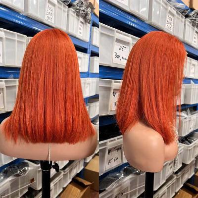 China Modern Design Barely Shedding Thick Soft Soft Remy Hair Colored Bob Wig Hd Lace Frontal Wig Human Hair Lace Front Wig for sale