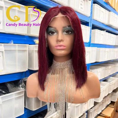 China Cuticle Aligned Hair Wigs High End Highlight Wigs With Colored Raw Brazilian Hair 350 Lace Front Wig Pixie Short Straight Bob 99J for sale