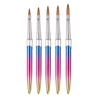 China NAIL New Metal Mink Hair Crystal Pen Colorful Nail Art Rod Set Nail Brush 5 Pieces Factory Wholesale for sale