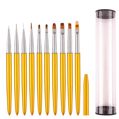 China New Japanese NAIL Metal Rod Manicure Tool Brush Pull Line Pen Color Paint Flower Brush Field Brush Manicure Set for sale