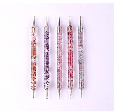 China Double Head Nail Pen Set 5 Point Colorful Crystal Double Head Drill Pen Decoration Nail Tool Kit for sale