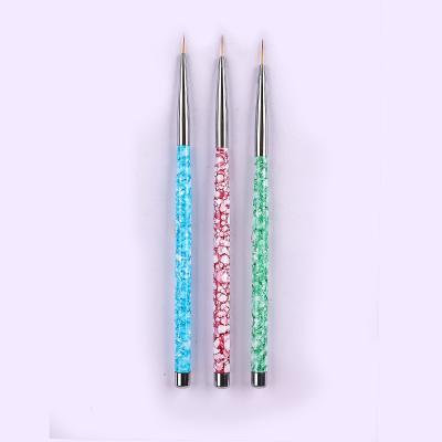 China NAIL Nail Art Painted Metal Marbled 3 Rod Rope Brush Set with Hooked Line Brushes for sale