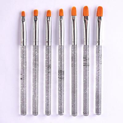 China 7 Clear Rod Quicksand Nail Art Brush Nylon Nail Hair Nail Brush Set for sale