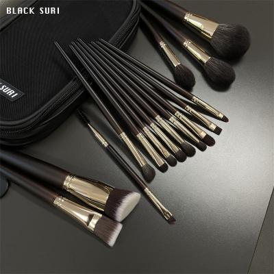 China 15PCS Lip Liner Professional Makeup Brush Kits Cosmetic Black Wooden Makeup Brush Private Label Custom Logo Makeup Brush for sale