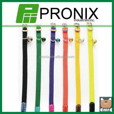 China Stocked Colorful Elastic Metal Buckle Cat Safe Collar With Small Bell for sale