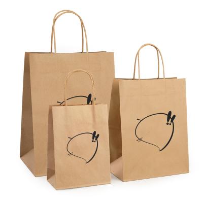 China Recyclable Cheap Recycled Reusable Kraft Paper Food Gift Clothing Recyclable Shopping Bag for sale