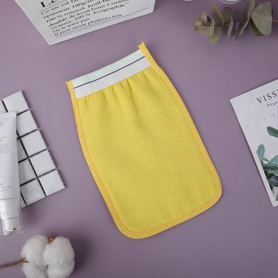 China Solid Color Stability Shrink Low Peel Good Air Permeability Friendly Bath Scrub Exfoliating Glove Body Tan Massage Glove Exfoliator Facial Glove for sale