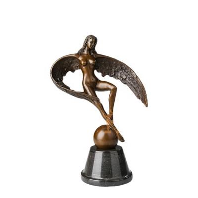 China Europe EPA-547 Angel Wings Downstairs Antique Statue Brass Statue for sale