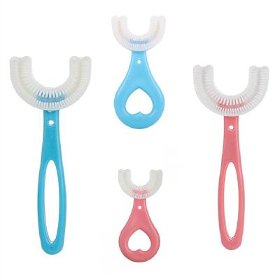 China For Home Use Manual Whole U-shaped 360 Oral Teeth Cleaning Design Mouth Toothbrush Food Grade Soft Silicone Brush Head For Kids Age 2-12 for sale