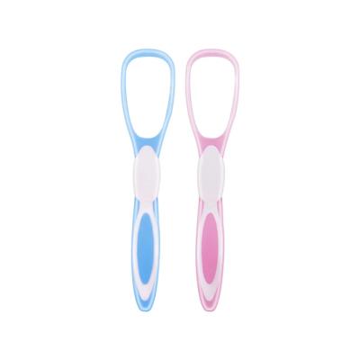 China For Home Use Wholesale Tongue Scraper Cleaner Plastic Tongue Scraping TPR+PP Oral Care Soft Rubber for sale