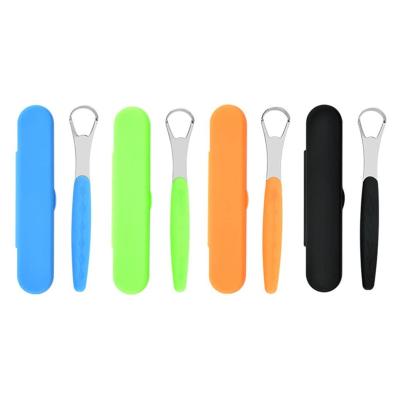 China For Home Use Colorful Tongue Scraper 304 Stainless Steel Tongue Cleaner Metal Tongue Scrapers with Travel Cases for sale