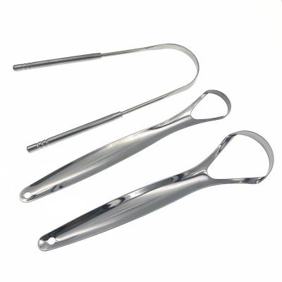 China For Home Use 3 PCS Stainless Steel Metal Tongue Scrapers Tongue Cleaning Tools with Travel Case for sale