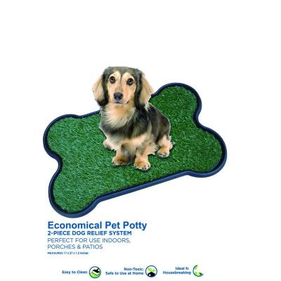 China Potty Bone Shape Dog Litter Cat Toilet Sustainable Training Mat Artificial Portable Grass Pad for sale