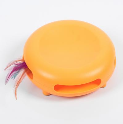 China Viable Hot Style Pet Cat Training Turntable Electric Automatic Automatic Cat Toy With Feather Wheel Interactive Cat Toy for sale