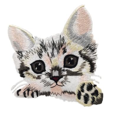 China Custom Wholesale Cute 3D Cat Embroidery Patch Hand Embroidery Badge for sale