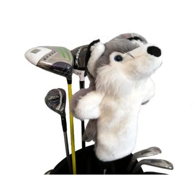 China Protect Custom Wholesale Soft Animal Hybrid Golf Gray Husky Dog Plush Head Cover Golf Clubs Headcover for sale