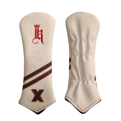 China Protect Golf Clubs Customized White Golf Bands Genuine Leather Head Cover X Fairway Wooden Headcover for sale