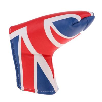 China Custom UK Flag Print Headcover Golf Club Blade Headcover Strong Magnetic PU Golf Leather Putter Accepted Customized for sale