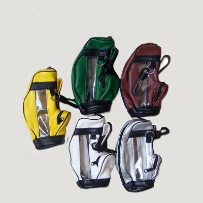 China Protect Golf Clubs Mini Golf Bag PU Golf Ball Bag Custom Leather Golf Tee Bag for sale