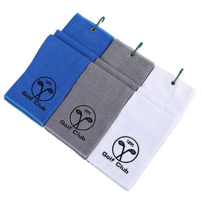 China Eco-friendly Custom Logo Waffle Microfiber Golf Towel Golf Sports Accessories Ball for sale