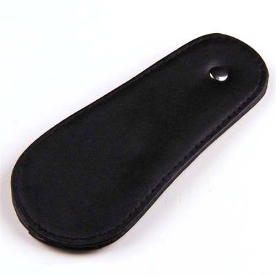 China 100% Handmade Black Leather Metal Short Shoe Horns for sale