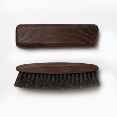 China Wholesale High Quality Oval Wooden Soft Horsehair Shoe Brush Easy Clean for sale