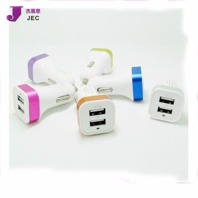 China Promotional Custom Logo 2 Port Mobile Phone Dual USB 4.2A USB Car Charger JEC-C005 for sale