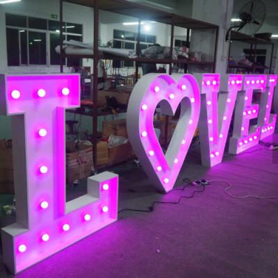 China Buildings Decoration LED Light Bulb Big Marquee Love Letters Sign On Sale for sale