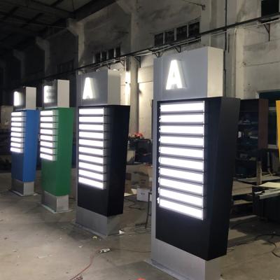 China Outdoor Free Standing Signage Illuminated Stainless Steel Directional Signals Standing Pylon Sign For Advertising for sale