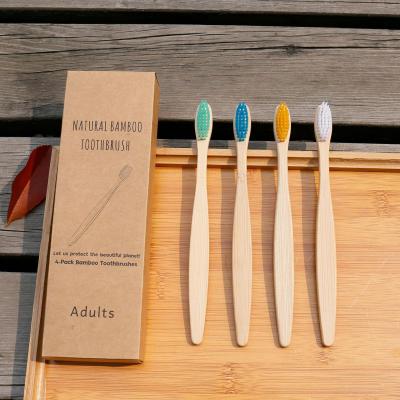 China Wholesale Disposable Biodegradable Reusable Eco Bamboo Toothbrush 4 Packs for sale