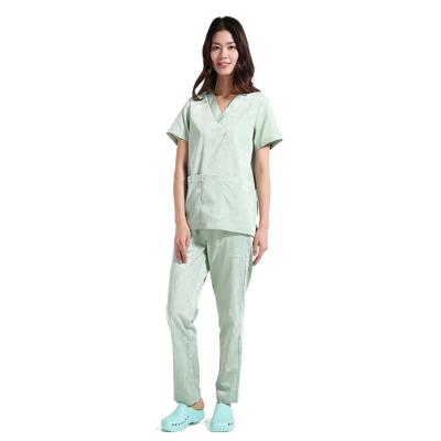 China 2019 Hot Sale China Reusable Women Surgical Gown Best White Nurse Tunic Custom Stretch Foot Scrub Set for sale