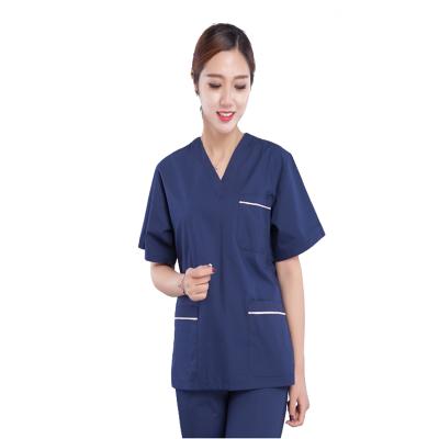 China Customized Reusable Surgical Gown Polyester Hospital Short Sleeve Women Scrub Sets for sale