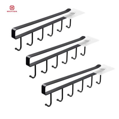 China Viable Nail Free Adhesive Coffee Cups Holder Hanger For Mugs Grapple Hooks Under Cabinet Wall Mount Coffee Cup Holder Rack for sale