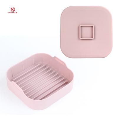 China Viable square replacement for food grade paper liners safe reusable air fryer silicone basket air fryer silicone pot for sale