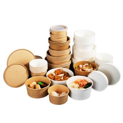 China Wholesale Disposable High Quality Customized Disposable Food Grade Paper Bowl Logo Soup Wrapping Paper Food Bowl Hot Bowl With Lid for sale